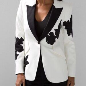NWT WHBM Editor Tuxedo Jacket with Black Applique, Size 14P